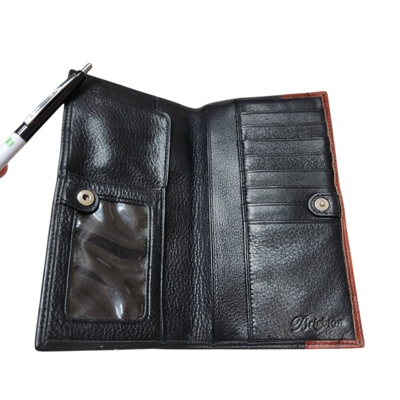 Vintage Brighton Wallet/Clutch Bi-fold, Brown and Black with Heart Clasp - Picture 3 of 9